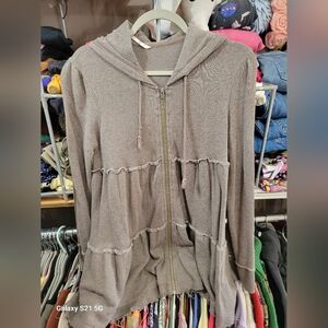 Free People Tiered zip up hoodie